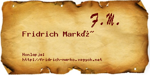 Fridrich Markó névjegykártya
